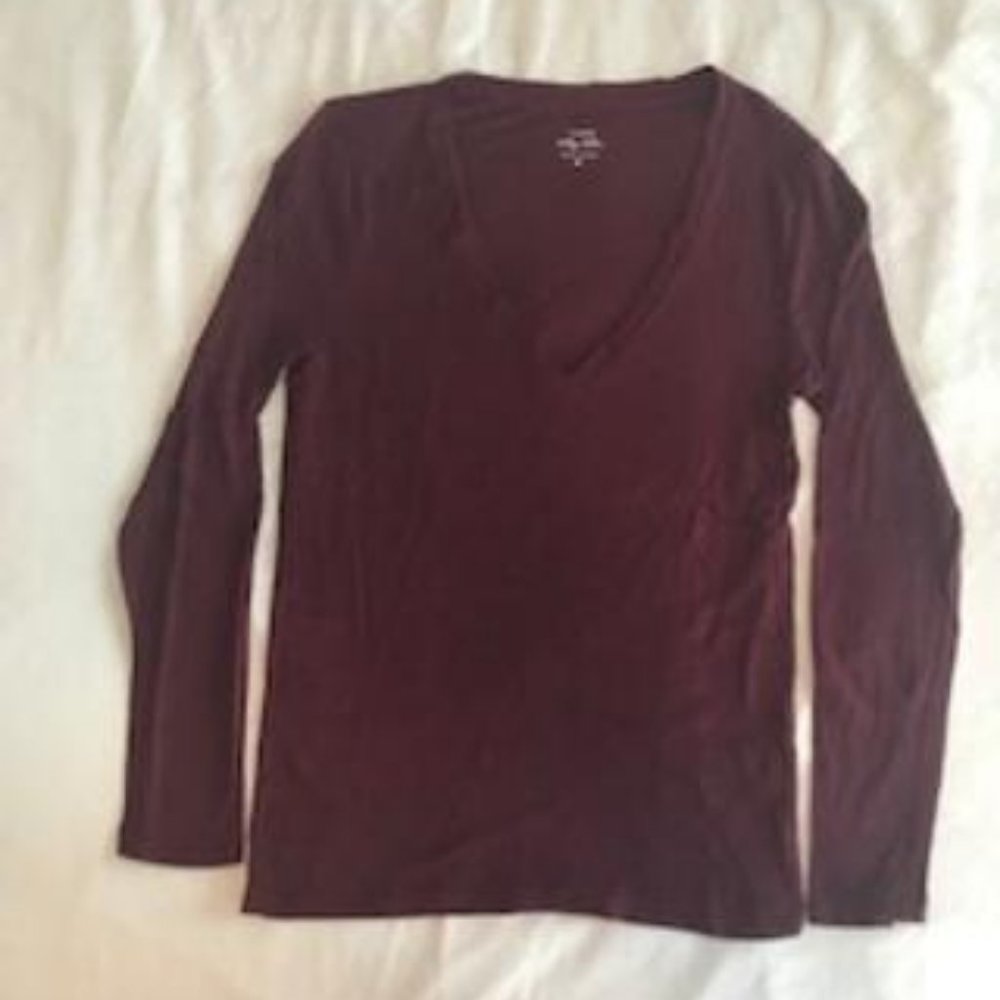 NWOT J. Crew Wine Long Sleeve Tee